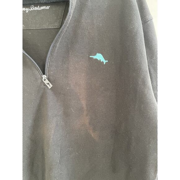 Tommy‎ Bahama Black 1/2 Zip 100% Cotton Big And Tall 2XB READ - Picture 3 of 5